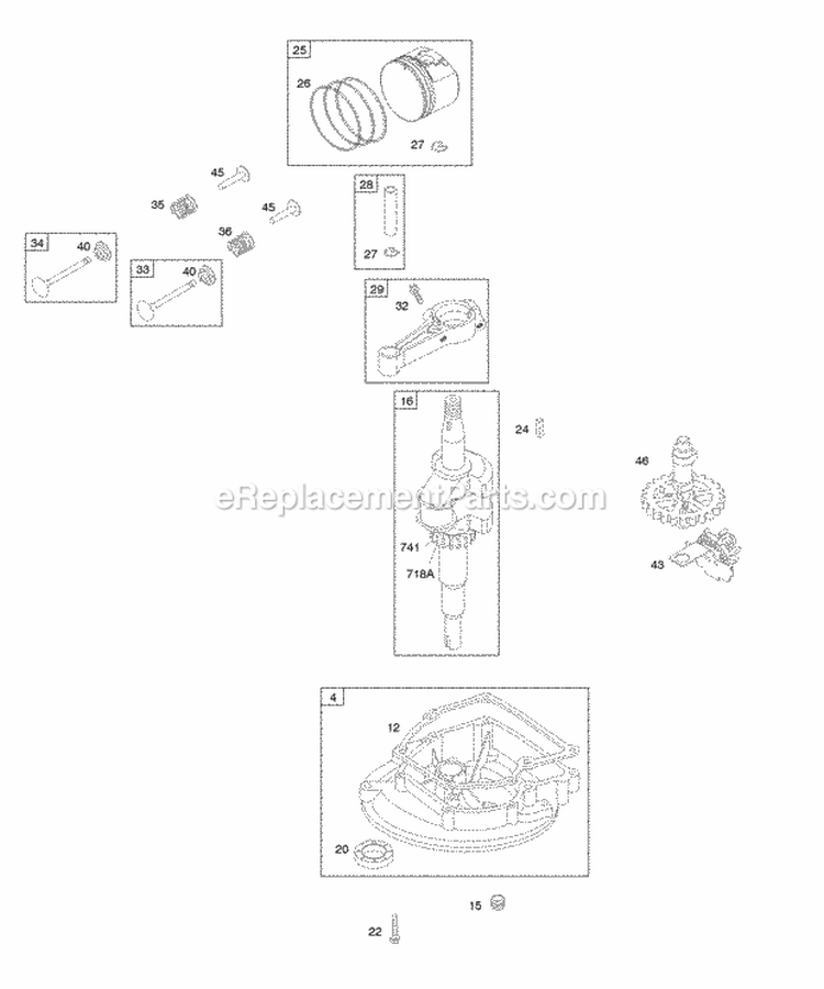 Camshaft Crankcase CoverSump Crankshaft PistonRingsConnecting Rod Diagram and Parts List for 10S902-0554-B1  Briggs and Stratton Engine